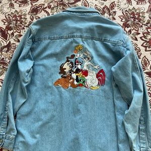 Warner Bros. Original 90’s Vintage Looney Tunes Long Sleeve Jean Jacket (M)